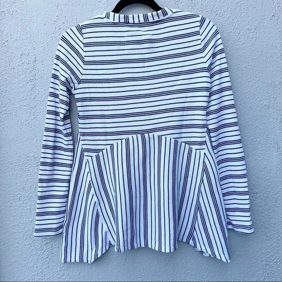 Anthropologie Maeve Striped Henley Peplum thermal Top Sz XS - Picture 2 of 8